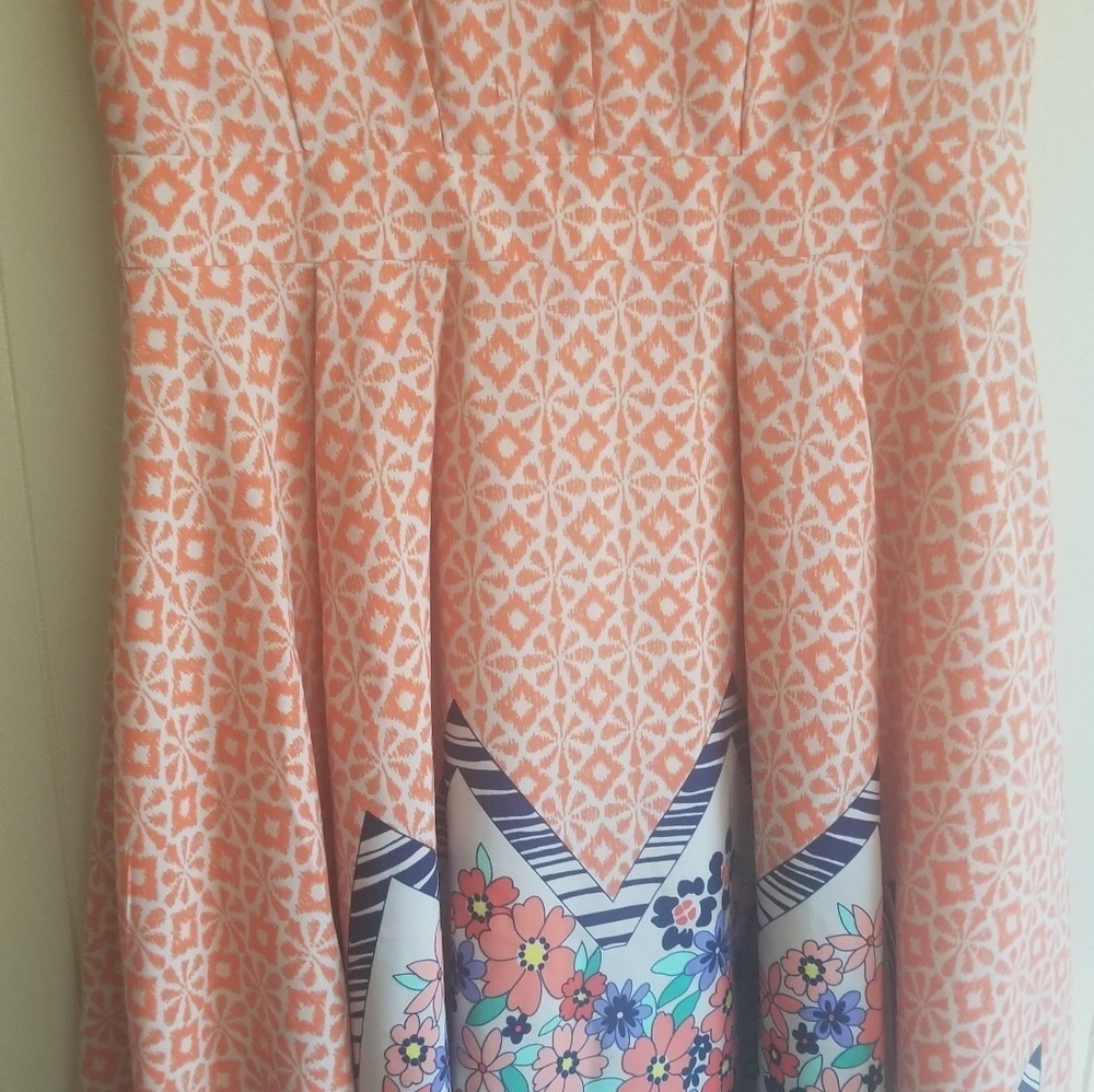 Ark & Co Deep Coral and Floral above knee dress - Picture 6 of 8